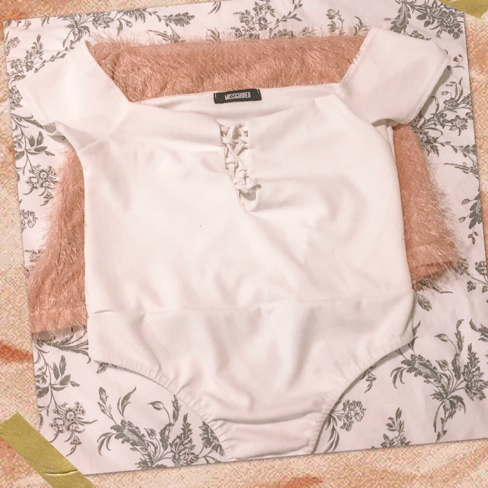 White Missguided One Piece (off the shoulder)